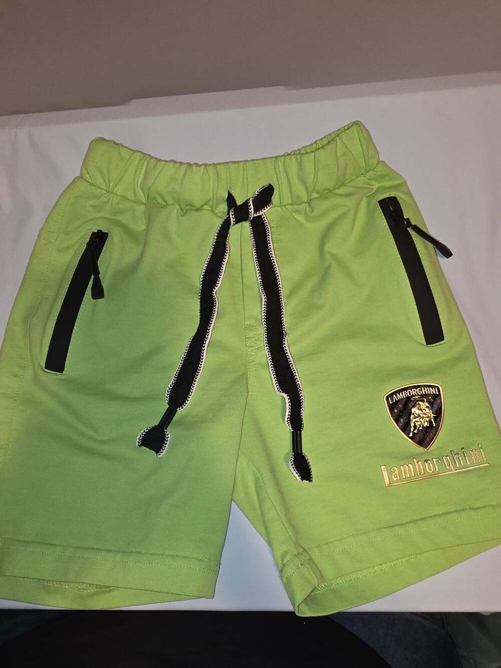 Lamborghini Shorts Youth Size Small Green Zip Pocket